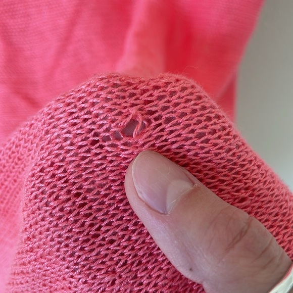Eileen Fisher Organic Linen Open Knit Top M Lagenlook Pink Beachy Oversized Boho - Picture 6 of 10
